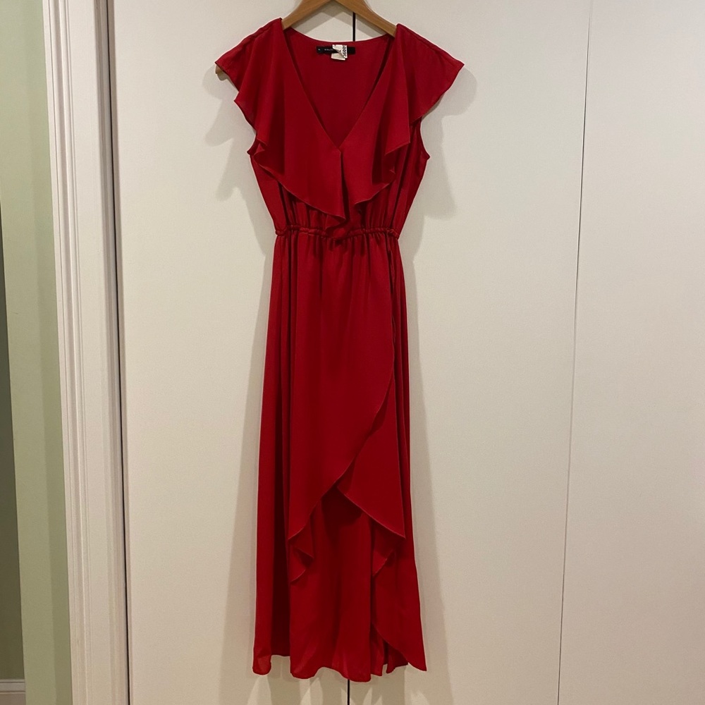 Walter Baker red high-low dress